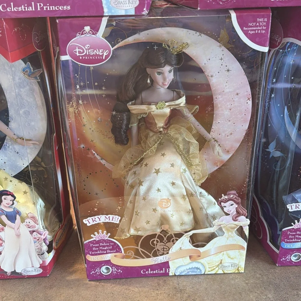 Brass Key Keepsakes Celestial Princess Disney Porcelain 5 Dolls New Unopened Box